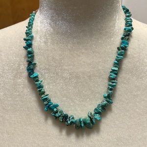 VINTAGE Natural turquoise and sterling necklace 20in